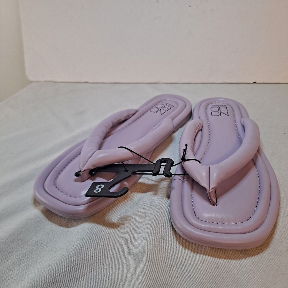 No Boundaries Thong Sandals Women’s 8 Lavender Puffy Memory Foam NOBO Flipflops